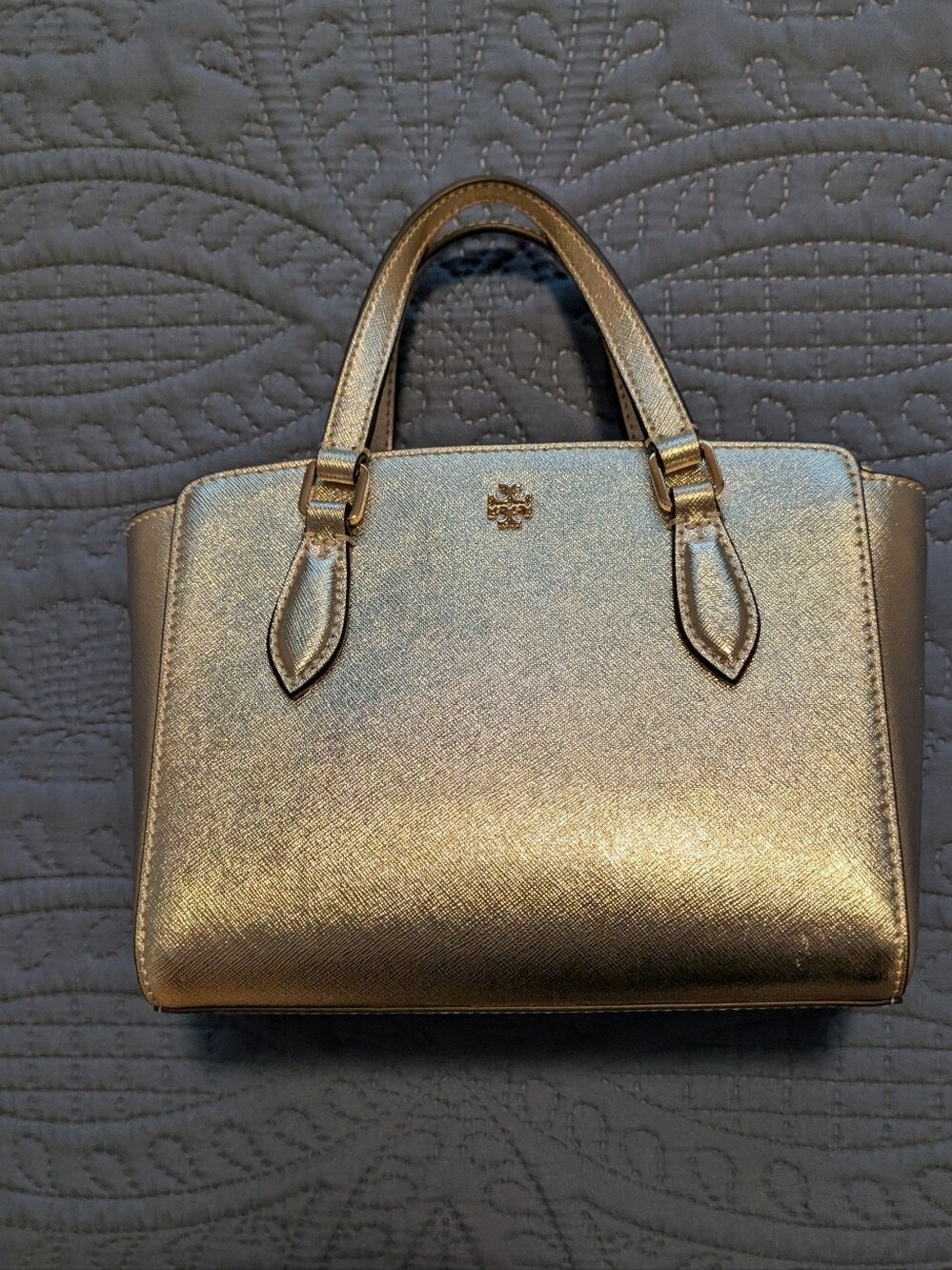 Tory Burch Metallic Gold Leather Satchel